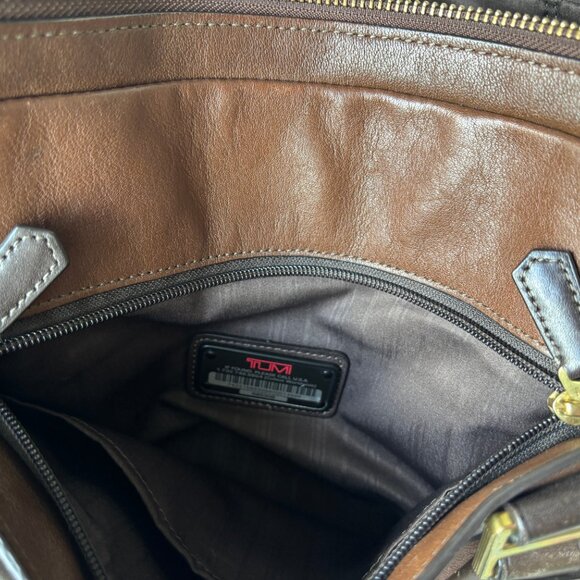 $1050 Tumi Beacon Hill Laptop Tan Brown Leather Briefcase Bag - Picture 12 of 13